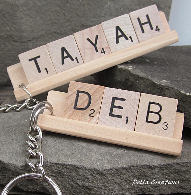Personalized Scrabble Tile Keychain - 3 to 5 Letters
